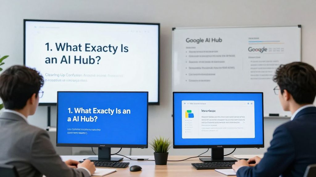 Professional illustration showing 2. Seamless Model Discovery Beating Hugging Face Hub At Finding HighQuality Models concepts - AI generated business content